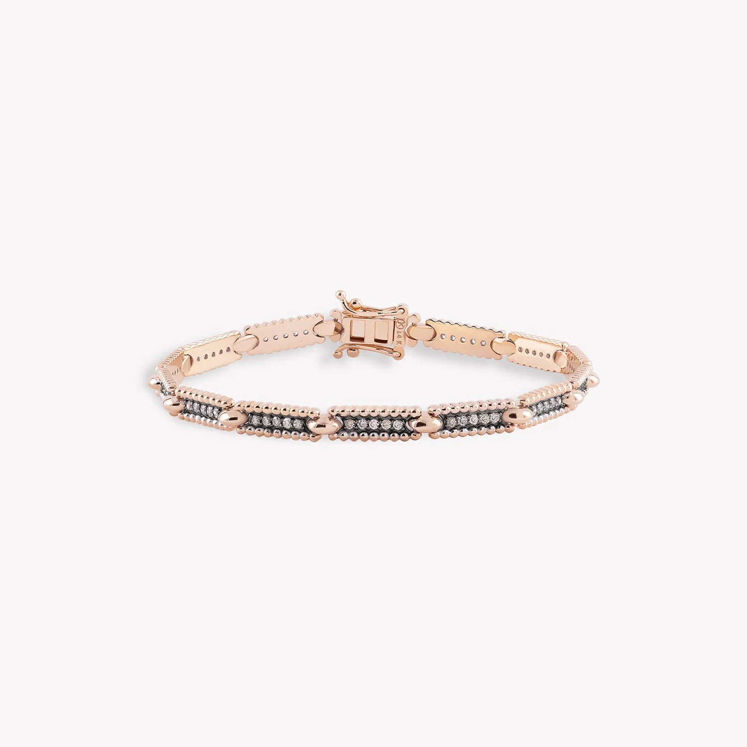 Skinny Beads Duo Tone Pavé Open Box Clasp Bracelet - Image 5