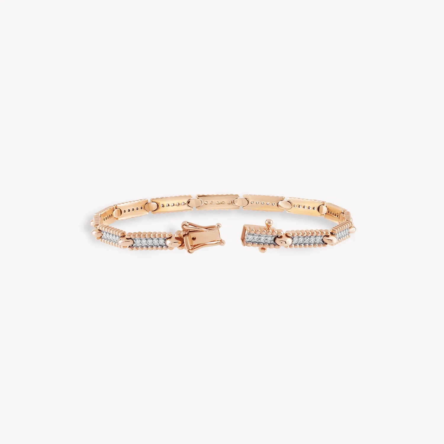 Skinny Beads Duo Tone Pavé Open Box Clasp Bracelet - Image 8