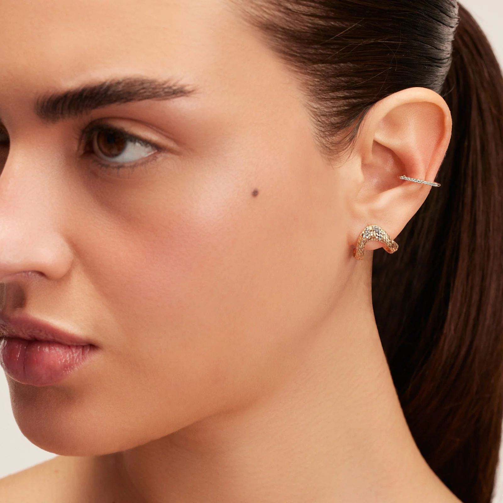 Pave Triangle Cuff Earring White Diamond - Image 4